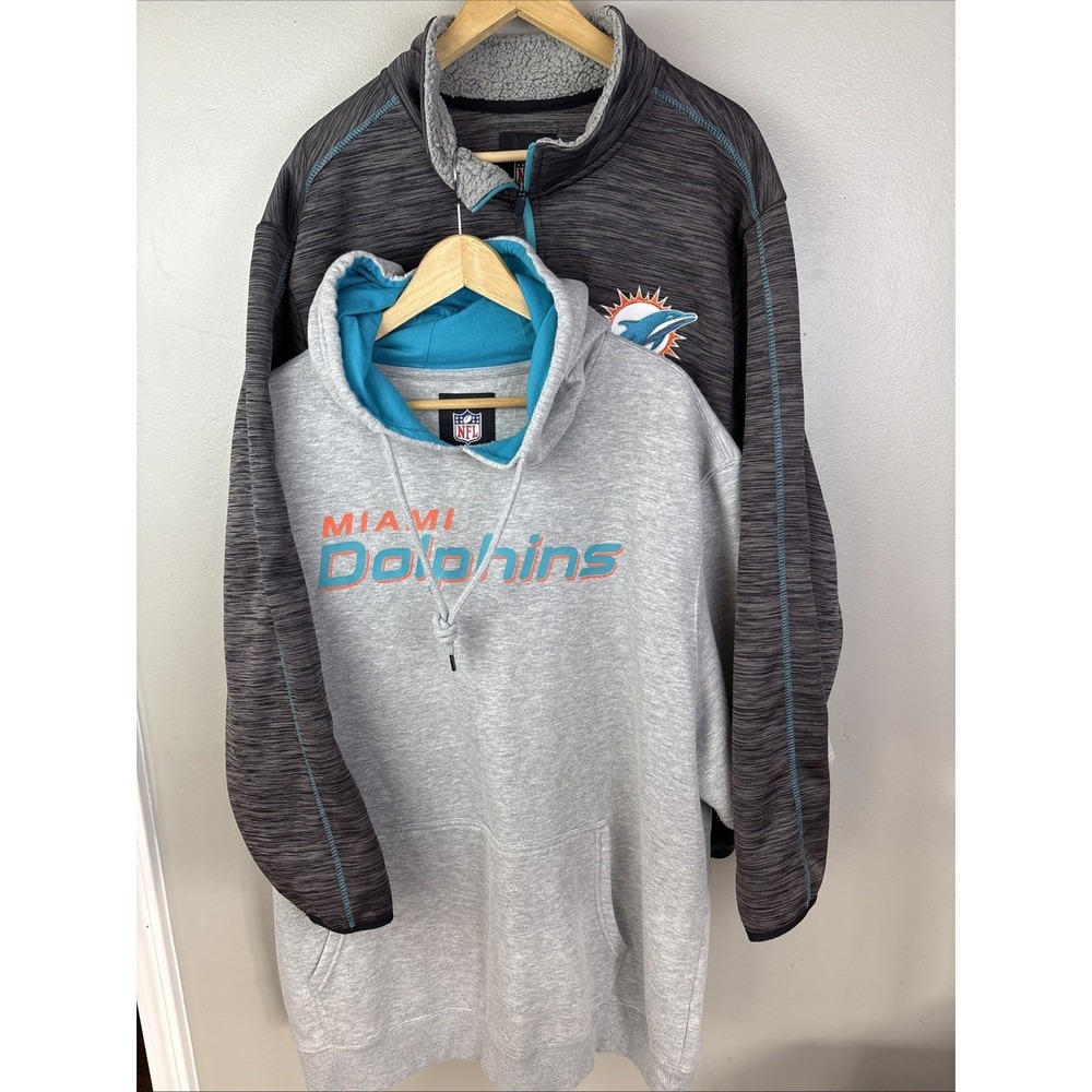 Miami Dolphins Size XXXL 1/4 Zip Hoodie Lot Of 2 NFL Long Sleeve Fleece